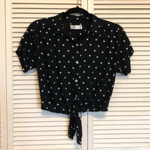 Polka Dot Button-Down Tie Top